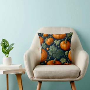 Leafy Pumpkin Patch Throw Pillow