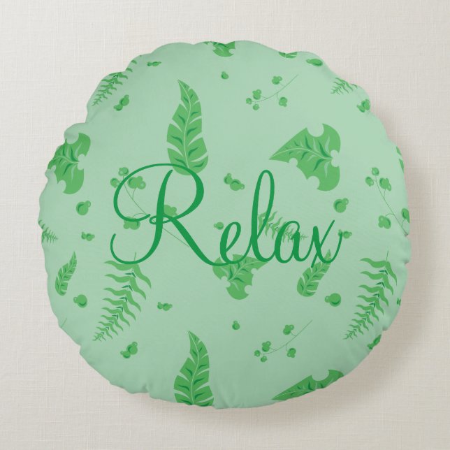 Leafy Round Pillow (Front)