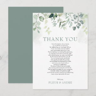 Leafy Sage Green Eucalyptus Garden Wedding  Thank You Card