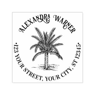 Leafy Sago Palm Tree Name Return Address  Self-inking Stamp
