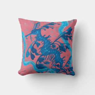 Leafy Sea Dragon Seahorse Fish Underwater Painting Throw Pillow