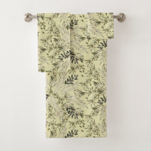 Leafy Shades Botanical Khaki Bath Towels