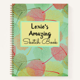 Leafy Stylish Sketch Personalized Spiral Notebook