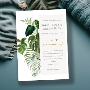 Leafy Tropical Palm Foliage Vow Renewal Invite