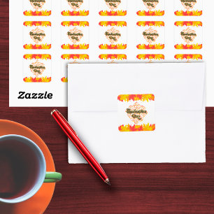 Leafy Typographic Thanksgiving Day Words   Square Sticker