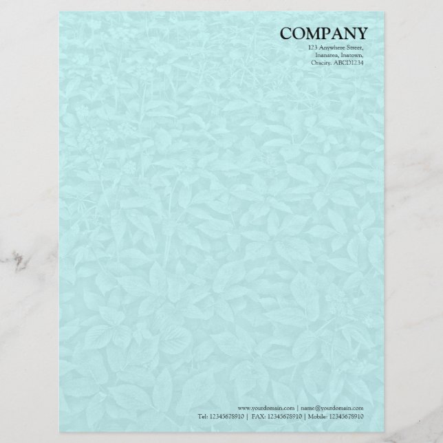 Leafy Undergrowth Texture - Pale Blue Letterhead (Front)
