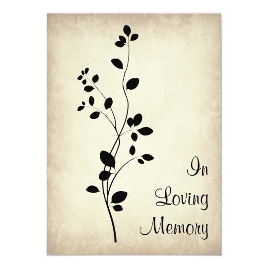 Leafy Vine Design Funeral Memorial Announcement