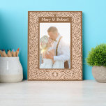 Leafy Vine Foliage Border Personalized Template Etched Frames<br><div class="desc">This etched wooden frame was derived from an antique leafy vine foliage border print. You can easily personalize the text in this design template.</div>