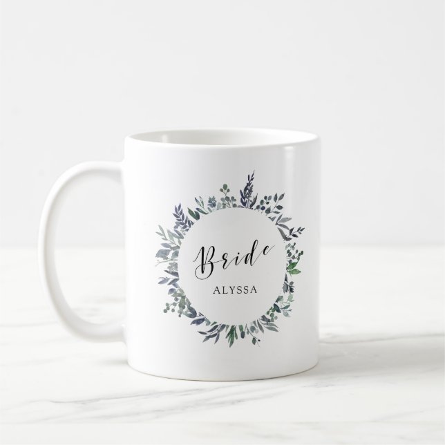 Leafy Watercolor | Bride Coffee Mug (Left)