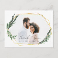 leafy watercolor floral thank you postcard
