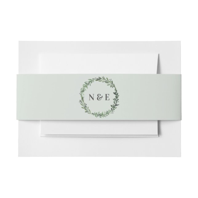 leafy watercolor frame belly band invitation belly band (Front Example)