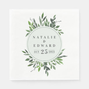 leafy watercolor geometric details card napkin