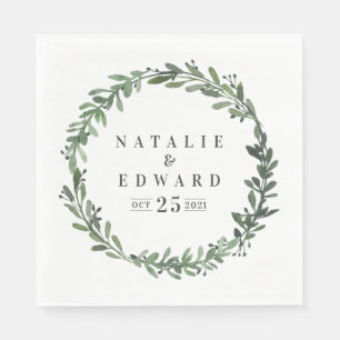 leafy watercolor geometric details napkin