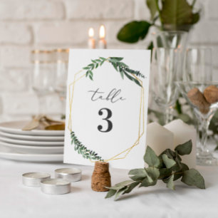 leafy watercolor gold wedding table numbers