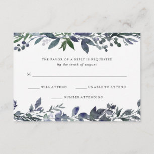Leafy Watercolor   Wedding RSVP Card
