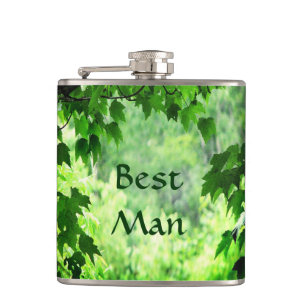 Leafy Wedding Best Man Hip Flask