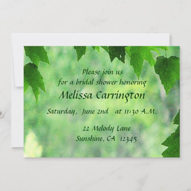 Leafy Wedding Bridal Shower Invitation (Front)