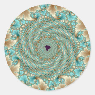 Leafy Whorls Fractal Classic Round Sticker