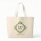 Leafy wreath green monogram personalized tote