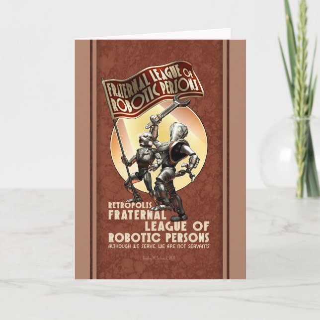 League of Robotic Persons Greeting Card (Front)