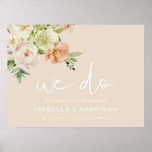 LEAH Creamy Beige Floral We Do Wedding Welcome Poster