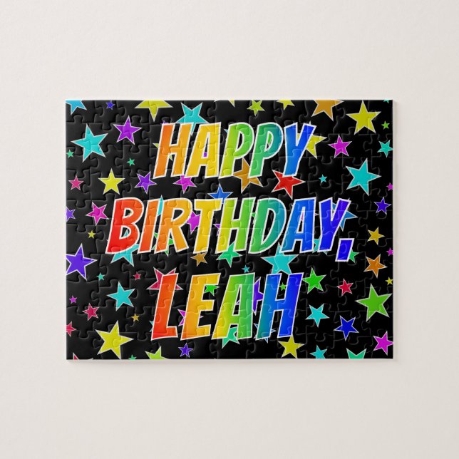 "LEAH" First Name, Fun "HAPPY BIRTHDAY" Jigsaw Puzzle (Horizontal)