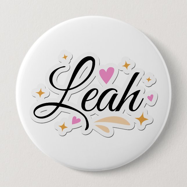 Leah name cute design 4 inch round button (Front)
