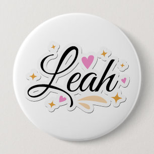 Leah name cute design 4 inch round button
