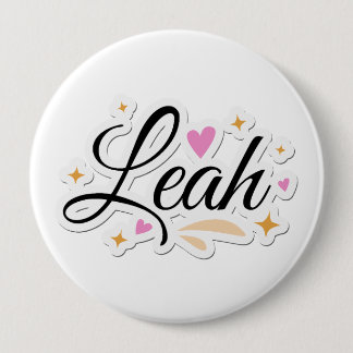 Leah name cute design 4 inch round button
