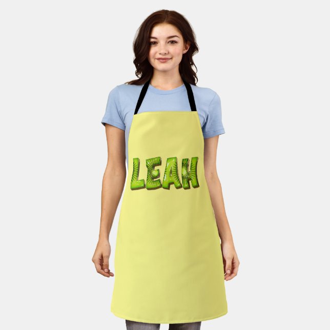Leah Name Kiwi Design Kitchen apron (Worn)