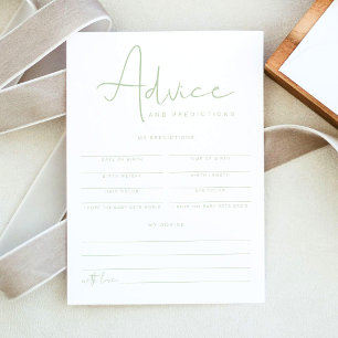 LEAH Pastel Green Baby Advice and Predictions Card