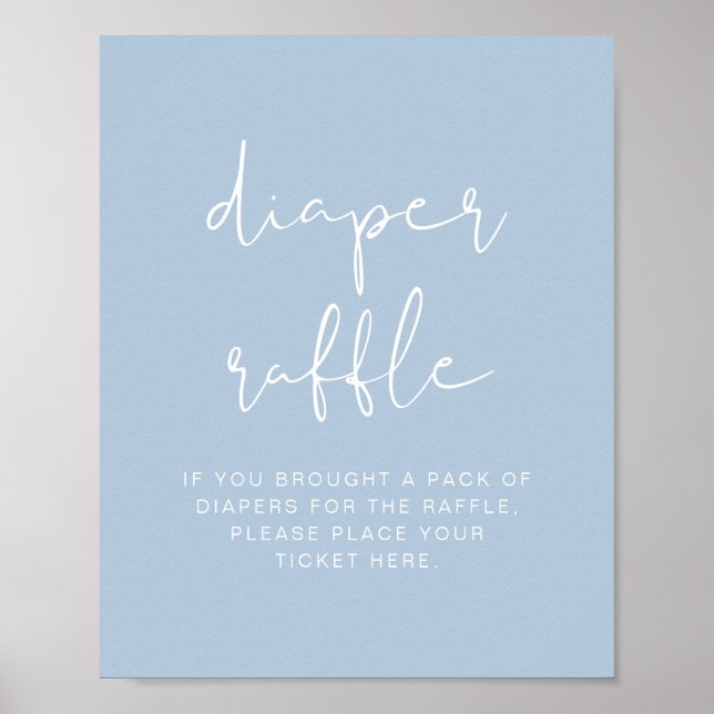 LEAH Vibrant Pastel Dusty Blue Diaper Raffle Game  Poster (Front)