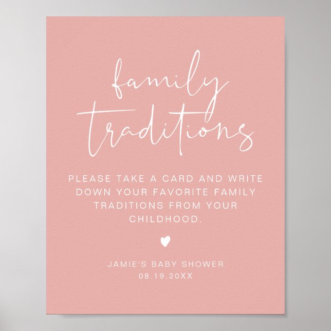 LEAH Vibrant Pastel Family Traditions Baby Shower Poster (Front)