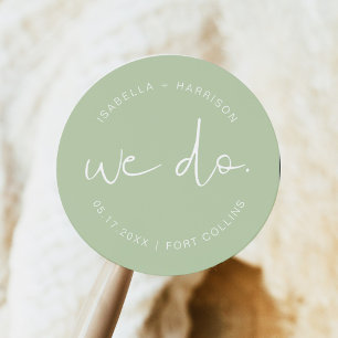 LEAH Vibrant Pastel Green Spring Garden Wedding  Classic Round Sticker