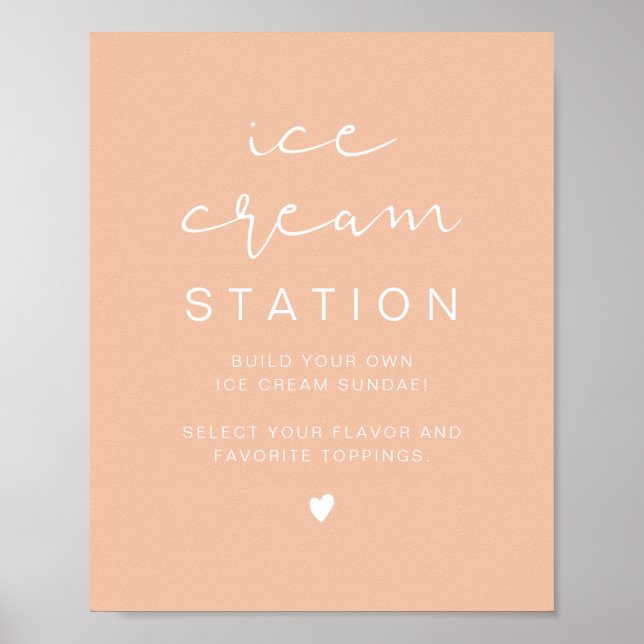 LEAH Vibrant Pastel Orange Cute Ice Cream Station Poster (Front)