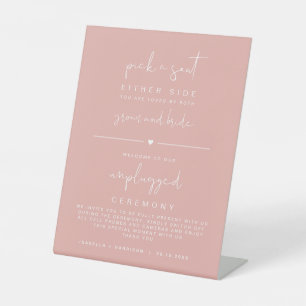LEAH Vibrant Pastel Pink Pick a Seat Unplugged Pedestal Sign