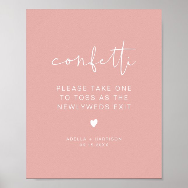LEAH Vibrant Pastel Pink Spring Confetti Toss Sign (Front)