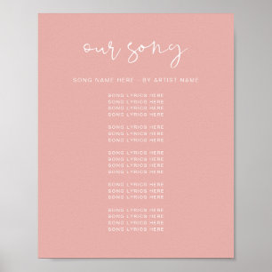 LEAH Vibrant Pastel Pink Wedding Song Lyrics Poster