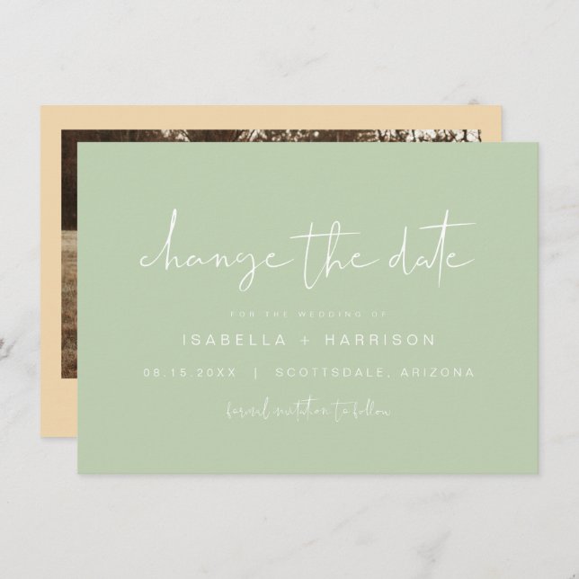 LEAH Vibrant Pastel Spring Photo Change the Date  Invitation (Front/Back)