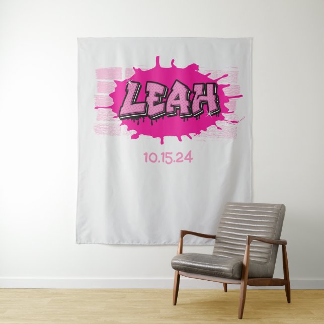 Leah Your Graffiti Name Backdrop Photo-Op Tapestry (In Situ)