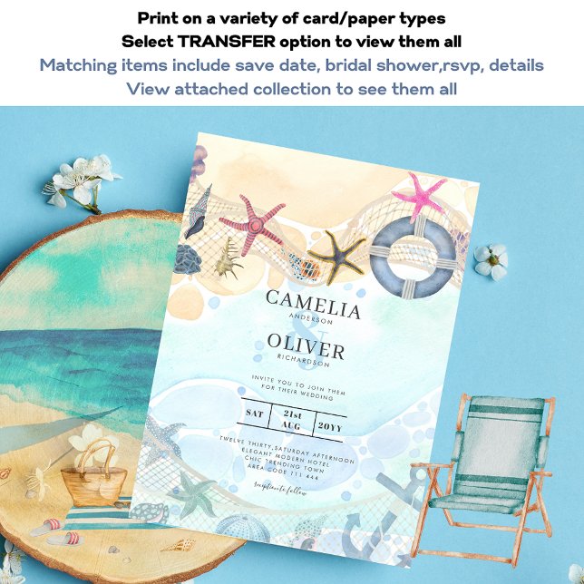 LeahG Beach Coastal Destination Wedding Invitation (Creator Uploaded)