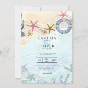 LeahG Beach Coastal Destination Wedding Invitation