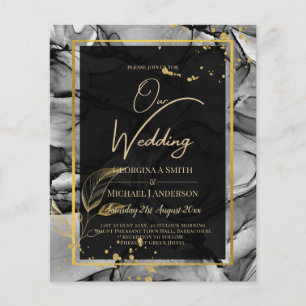 LeahG® Black Gold Alcohol Ink Wedding INVITE