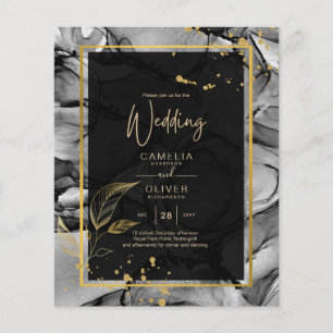 LeahG® Black Gold Alcohol Ink Wedding INVITE Flyer