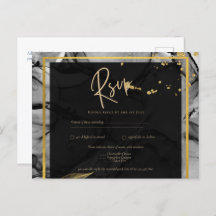 LeahG® Black Gold Alcohol Ink Wedding INVITE