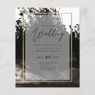 LeahG Black Gold INK Abstract Wedding Invite Flyer