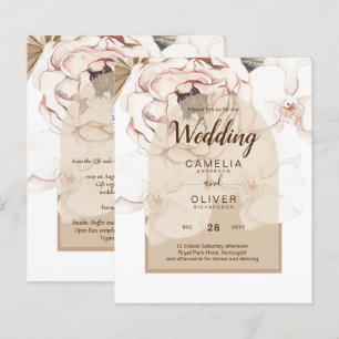 LeahG Blush Pink Champagne Floral Wedding Invite