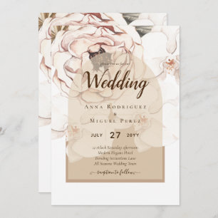 LeahG Blush Pink Champagne Floral Wedding Invite