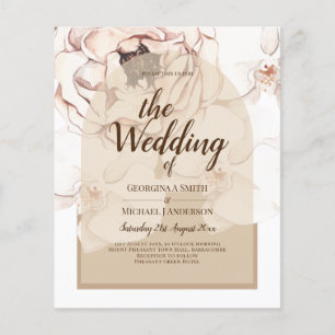LeahG Blush Pink Champagne Floral Wedding Invite Flyer