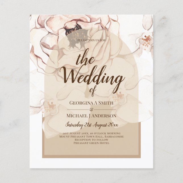 LeahG Blush Pink Champagne Floral Wedding Invite Flyer (Front)